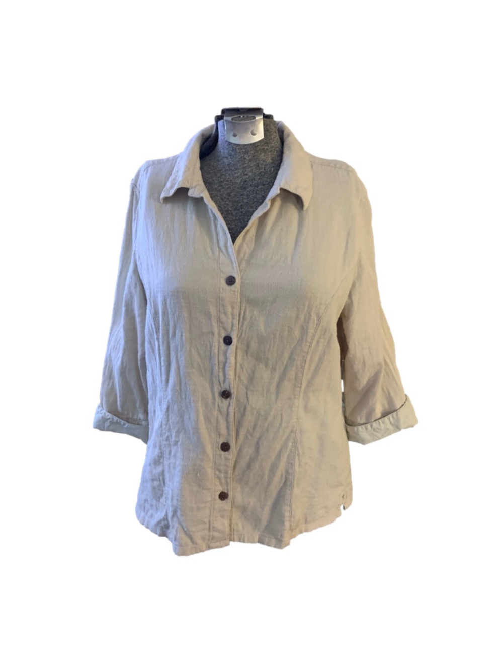 Women's Royal Robbins Beige Button-Up Shirt Size M